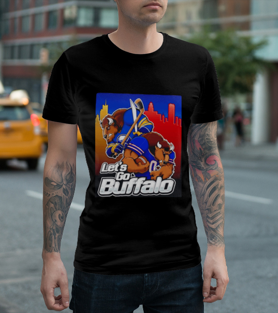 Let's Go Buffalo City Sports Teams Hockey Football Collage T-Shirt