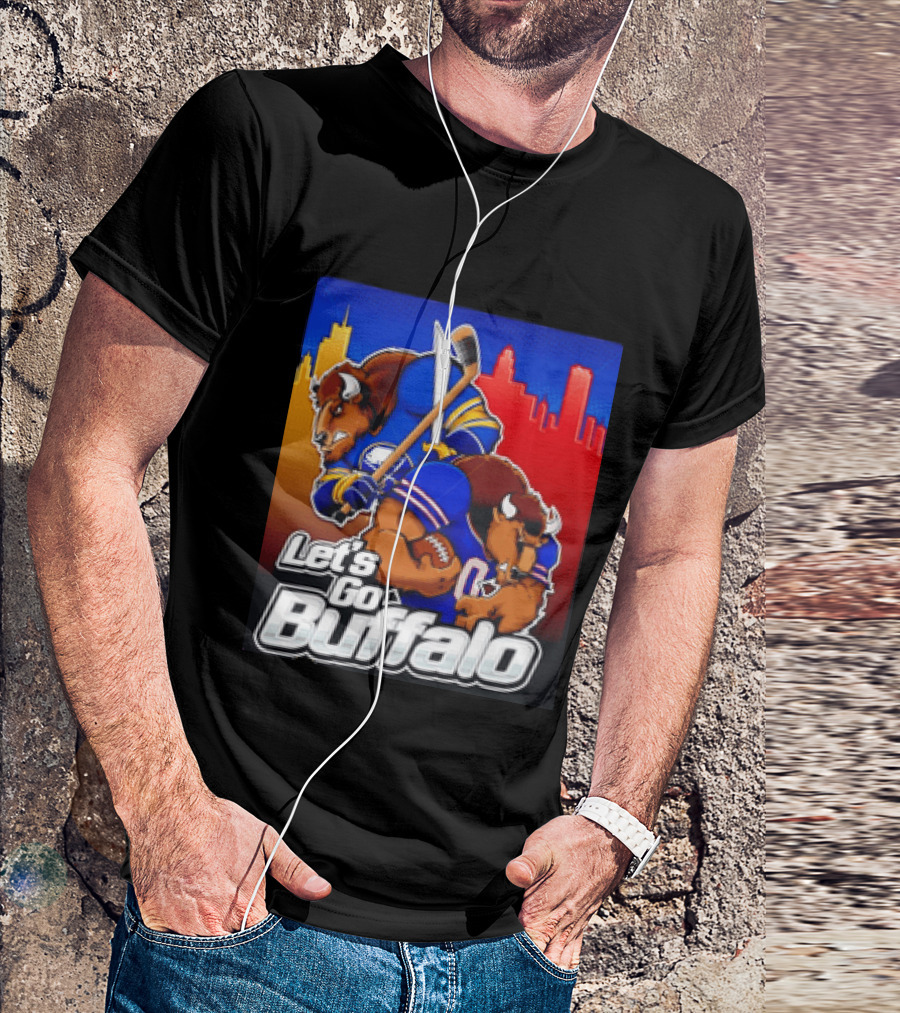 Let's Go Buffalo City Sports Teams Hockey Football Collage T-Shirt