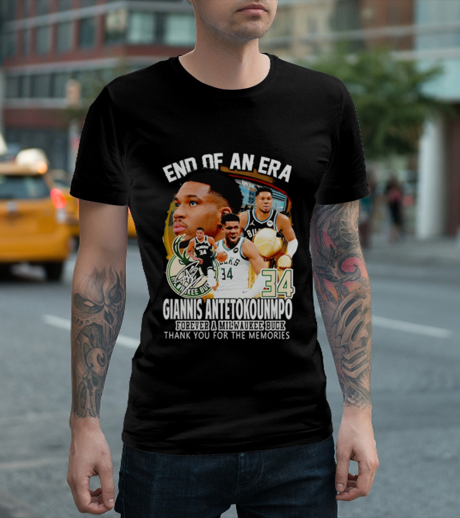 End Of An Era Giannis Antetokounmpo Milwaukee Bucks Thank You For The Memories T-Shirt