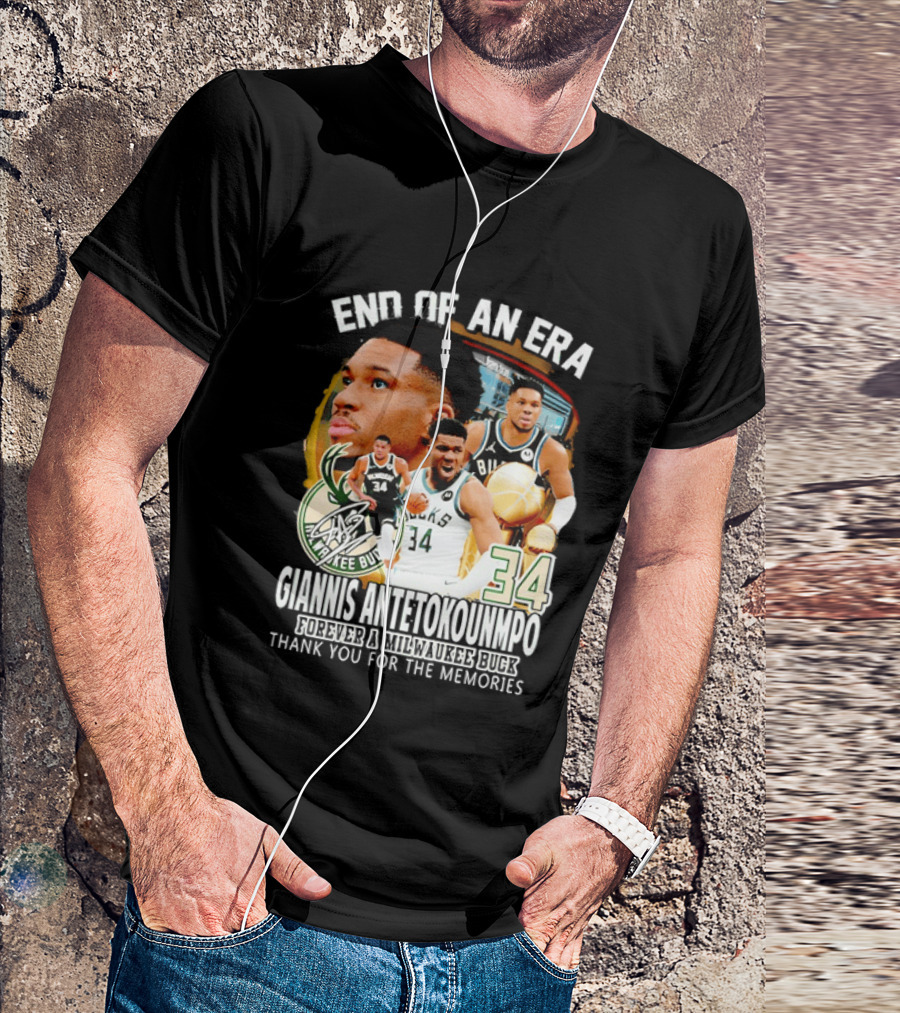 End Of An Era Giannis Antetokounmpo Milwaukee Bucks Thank You For The Memories T-Shirt