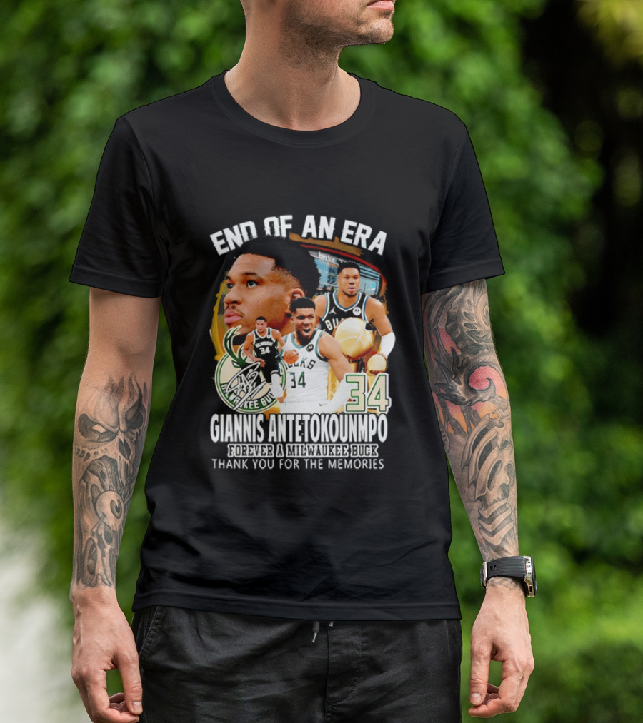 End Of An Era Giannis Antetokounmpo Milwaukee Bucks Thank You For The Memories T-Shirt