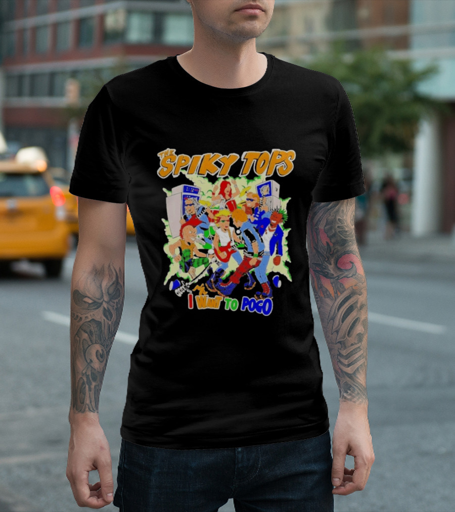 The Spiky Tops I Want To Pogo Punk Rock Music Band Comic T-Shirt