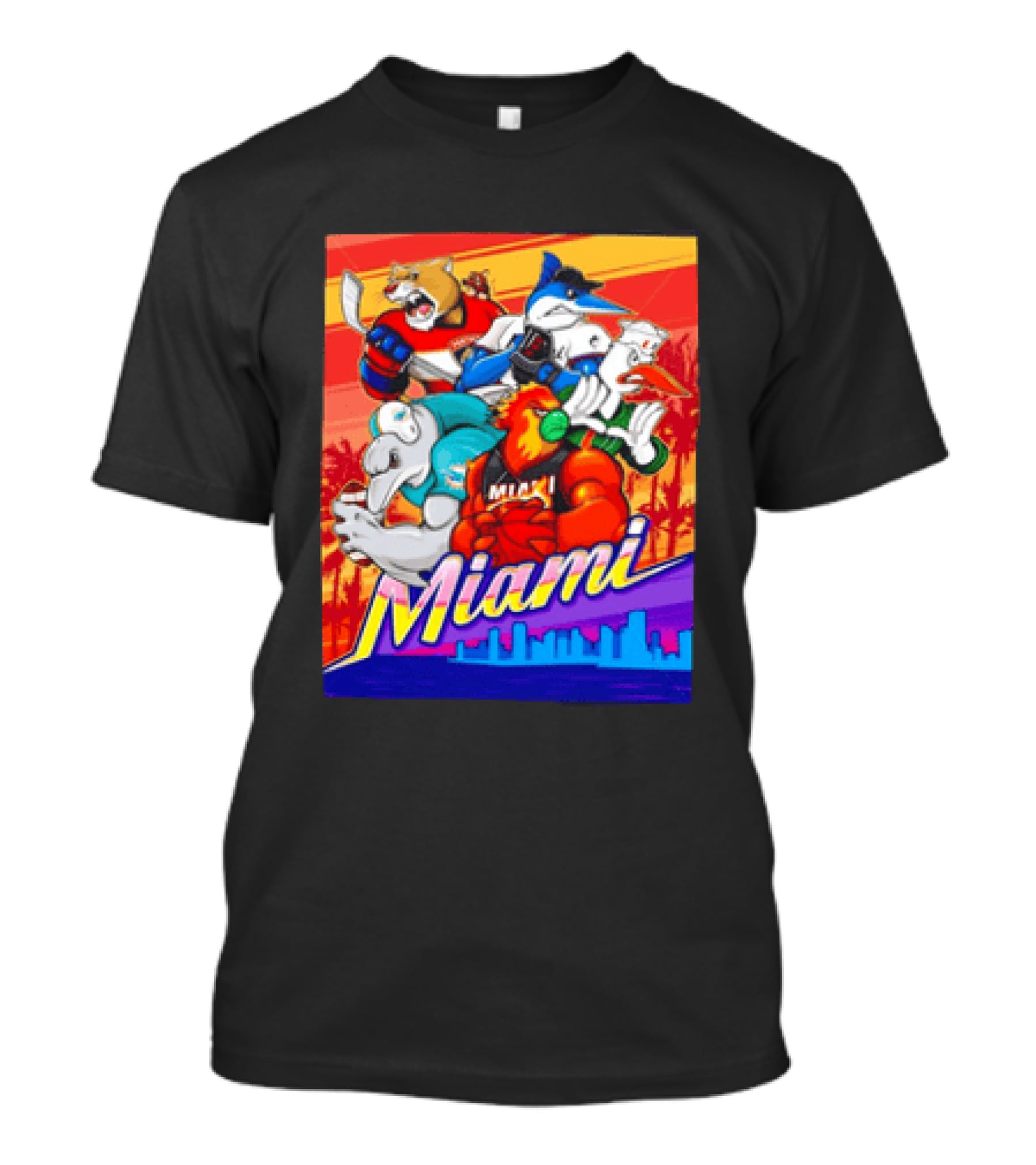 Miami Sports City Team Mascots Collage T-Shirt