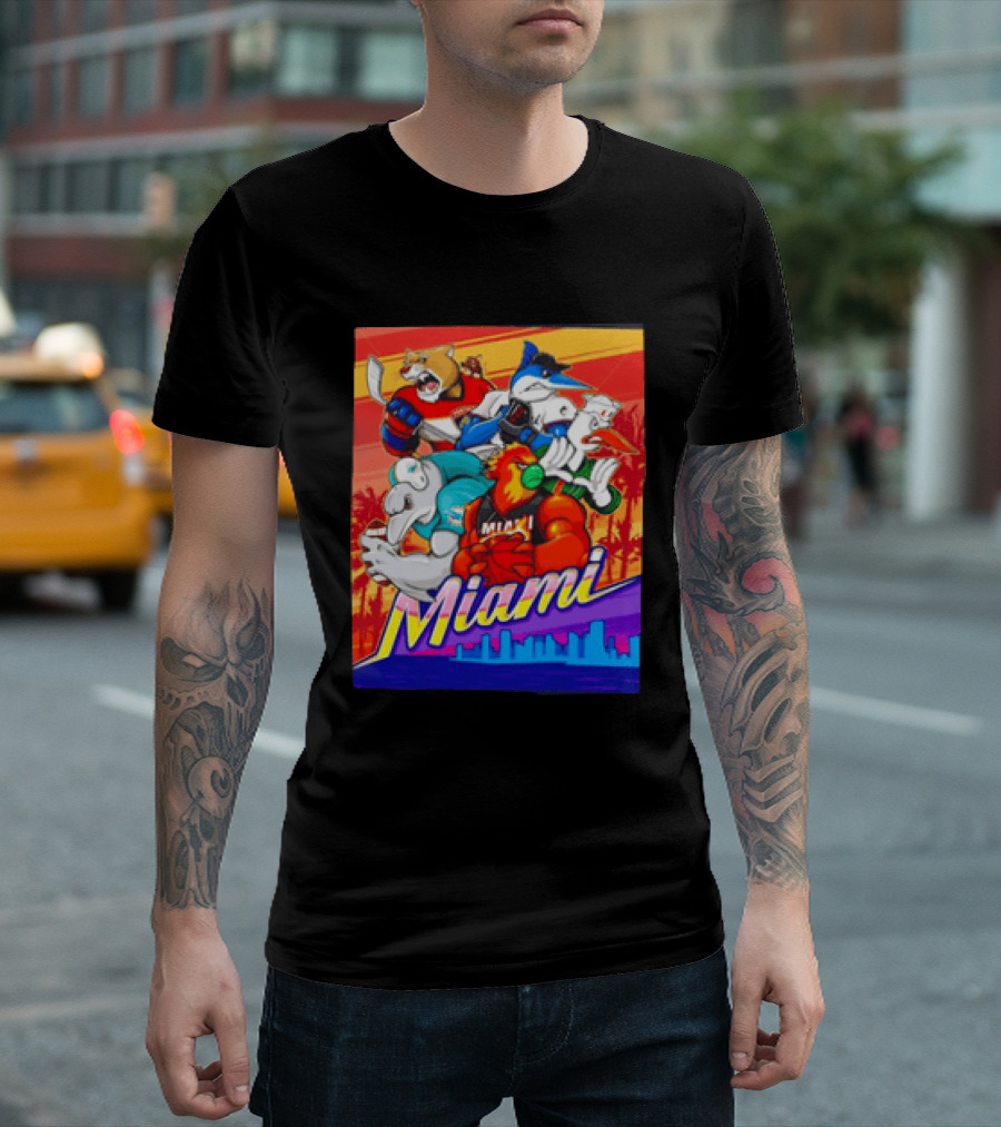 Miami Sports City Team Mascots Collage T-Shirt