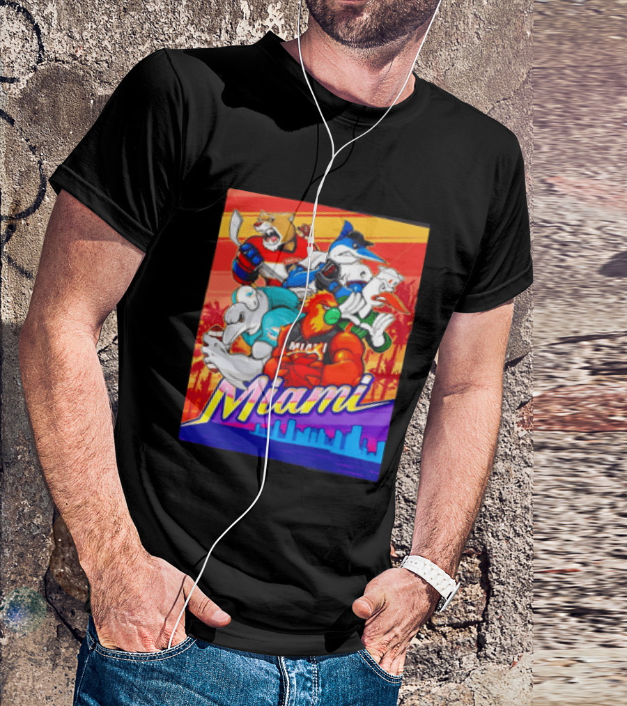 Miami Sports City Team Mascots Collage T-Shirt