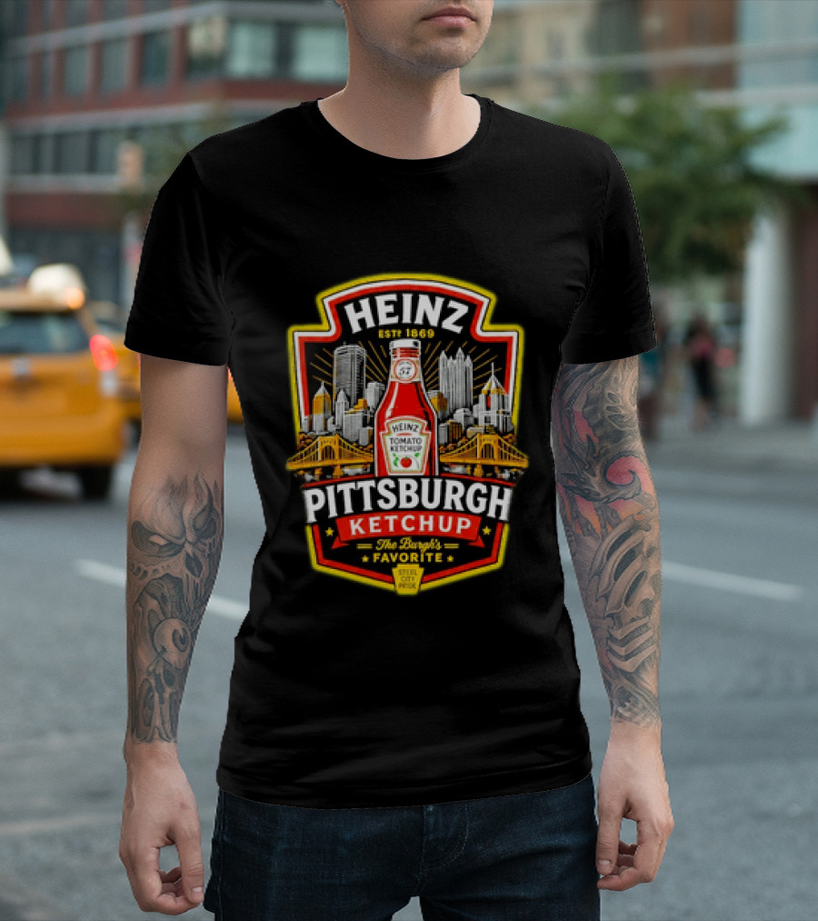 Heinz Pittsburgh Ketchup The Burgh's Favorite Steel City Pride Est 1869 T-Shirt