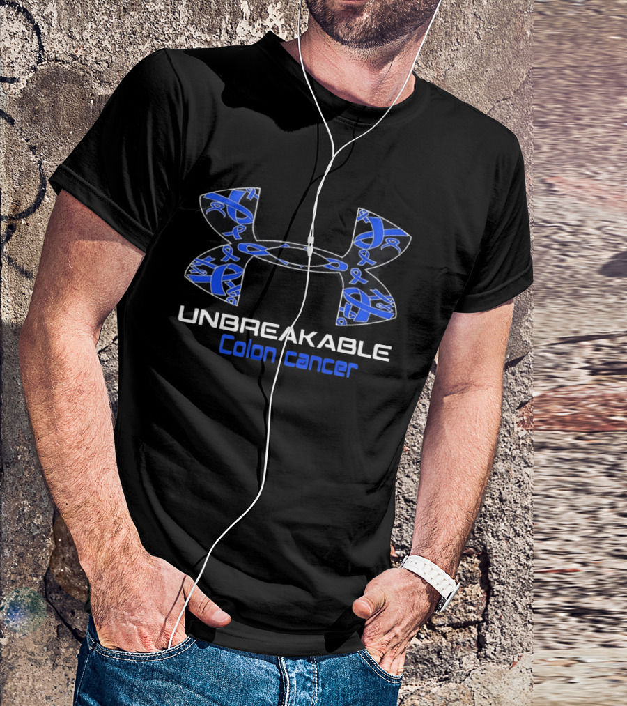 Unbreakable Colon Cancer Under Armour Blue Ribbon Awareness T-Shirt