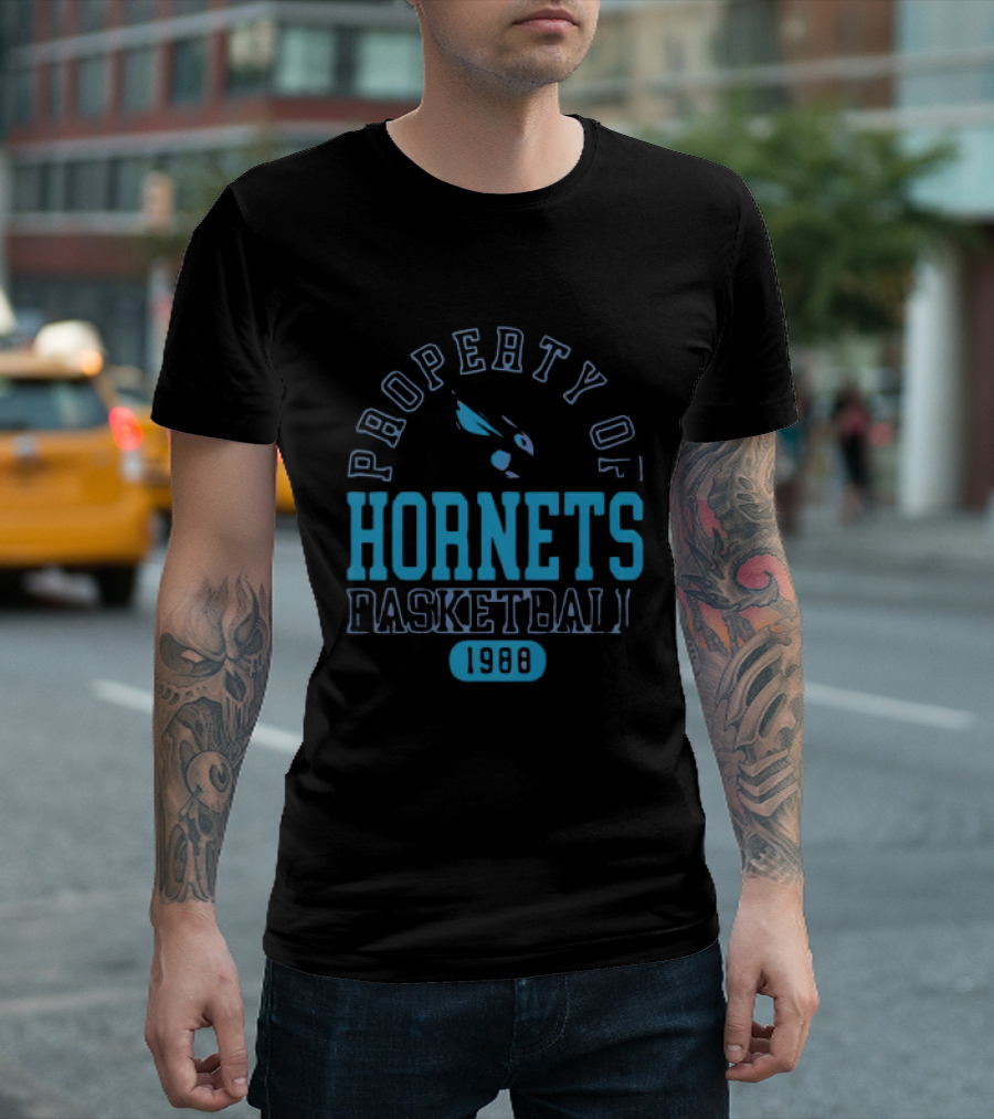 Property Of Hornets Basketball 1988 Teal Vintage Sports T-Shirt