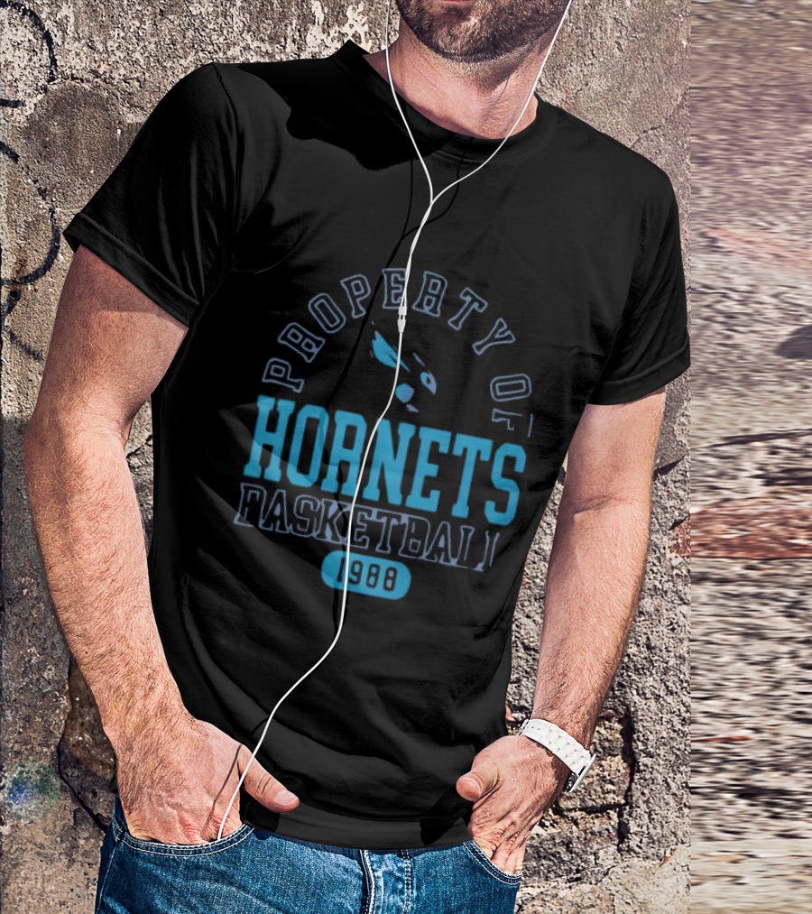 Property Of Hornets Basketball 1988 Teal Vintage Sports T-Shirt