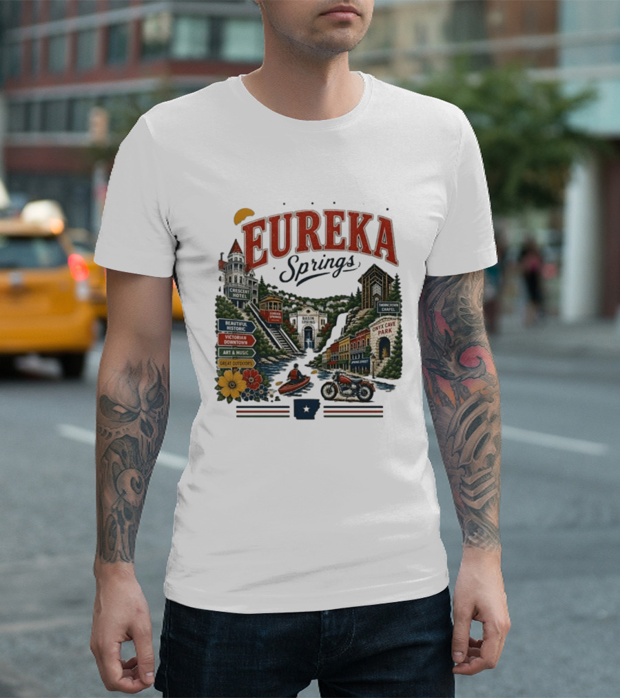 Eureka Springs Crescent Hotel Thorncrown Chapel Victorian Downtown Onyx Cave Basin Park Great Outdoors Art Music T-Shirt
