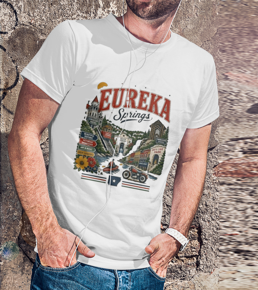Eureka Springs Crescent Hotel Thorncrown Chapel Victorian Downtown Onyx Cave Basin Park Great Outdoors Art Music T-Shirt