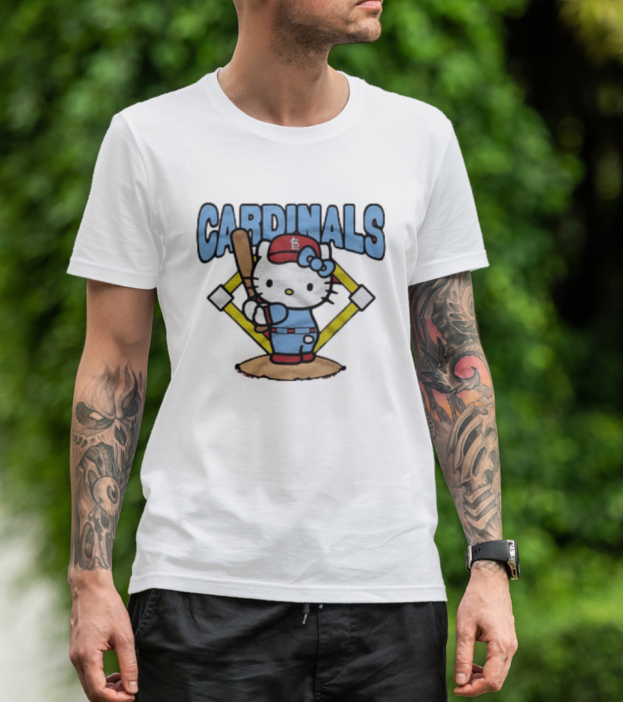 Hello Kitty St Louis Cardinals Baseball Batter MLB Cartoon T-Shirt