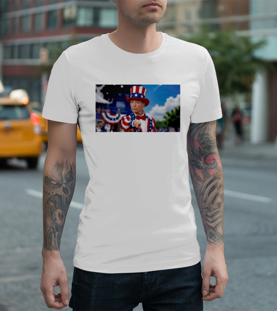 Sophia Cunningham Uncle Sam Patriotic Costume Red White Blue Stars And Stripes T-Shirt
