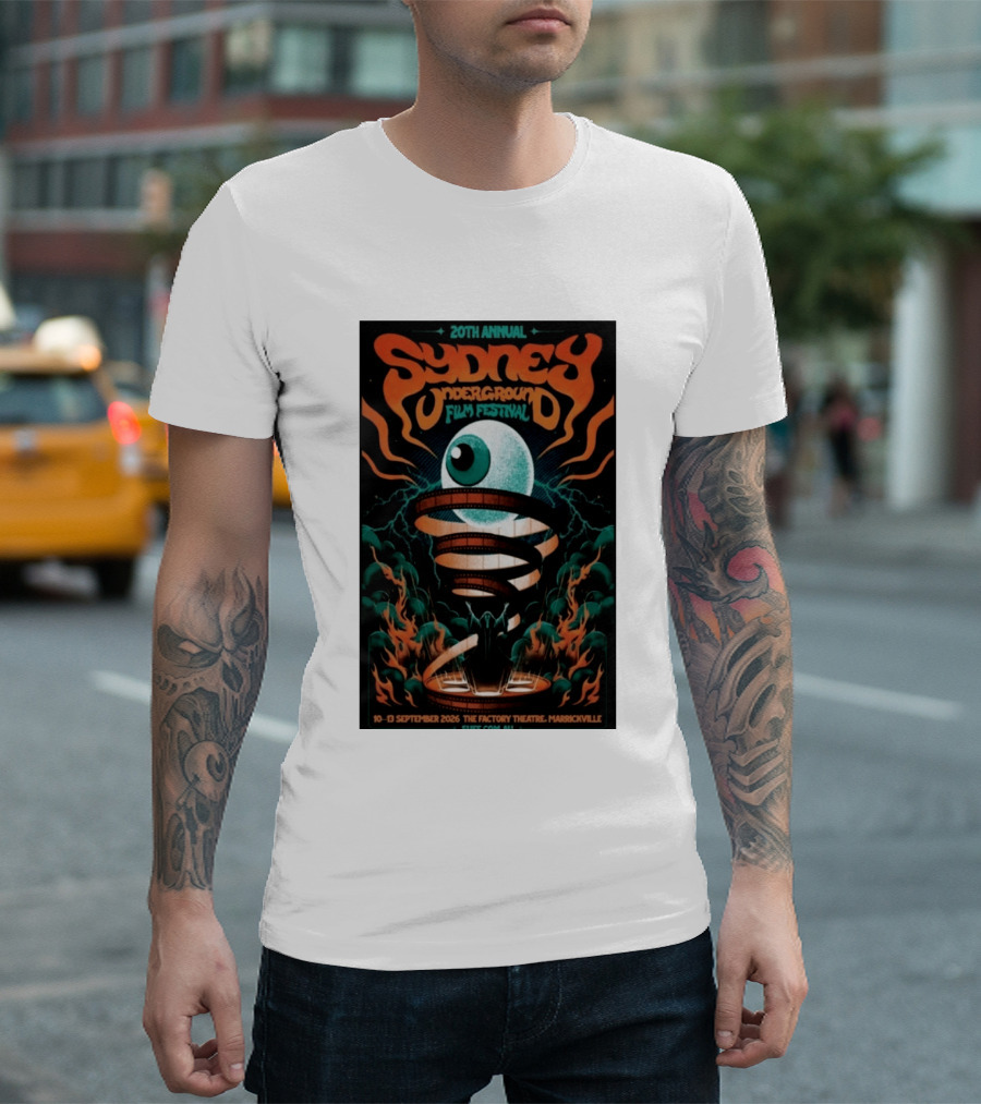 20th Annual Sydney Underground Film Festival Sept 10 13 2026 The Factory Theatre Marrickville Vintage Eye Spiral T-Shirt