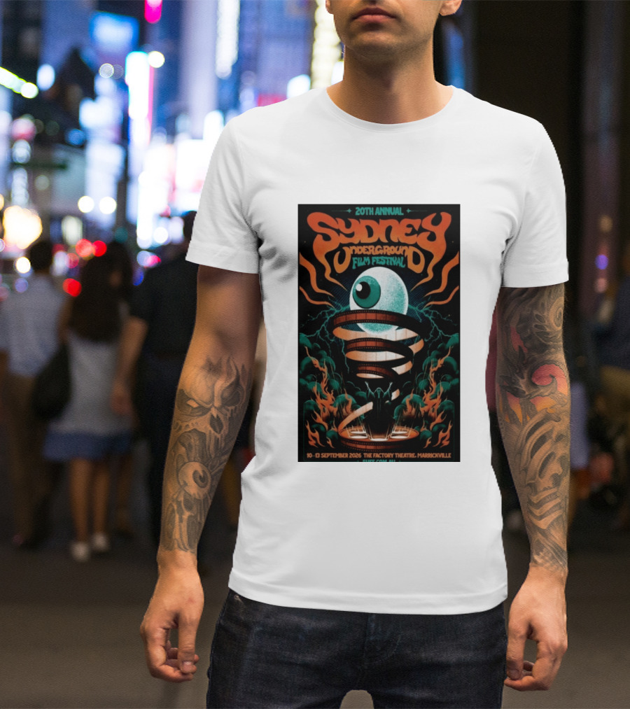 20th Annual Sydney Underground Film Festival Sept 10 13 2026 The Factory Theatre Marrickville Vintage Eye Spiral T-Shirt