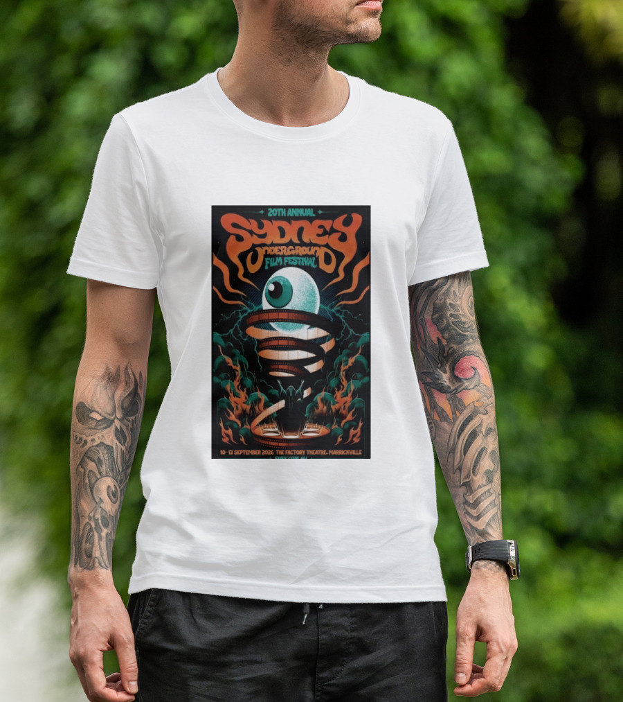 20th Annual Sydney Underground Film Festival Sept 10 13 2026 The Factory Theatre Marrickville Vintage Eye Spiral T-Shirt