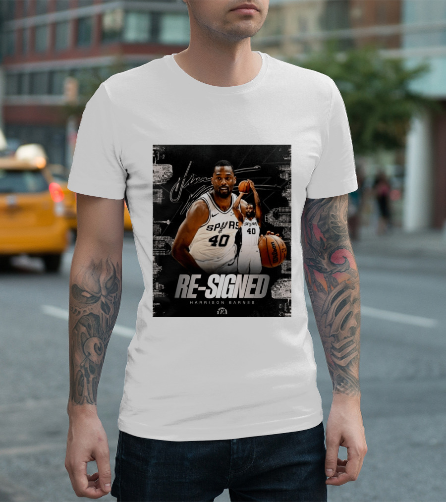 Re Signed Harrison Barnes Spurs 40 Basketball Return T-Shirt