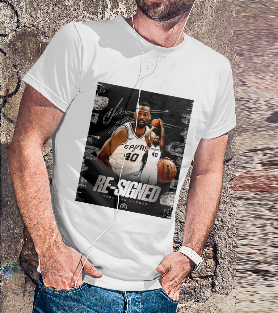 Re Signed Harrison Barnes Spurs 40 Basketball Return T-Shirt