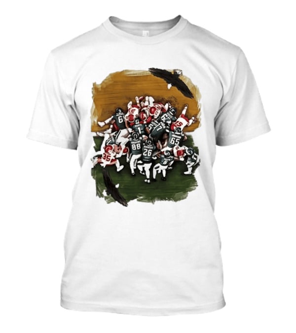 Philadelphia Eagles Tush Push Football Play Action With Team Players And Opponents T-Shirt