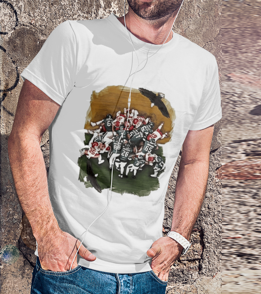 Philadelphia Eagles Tush Push Football Play Action With Team Players And Opponents T-Shirt
