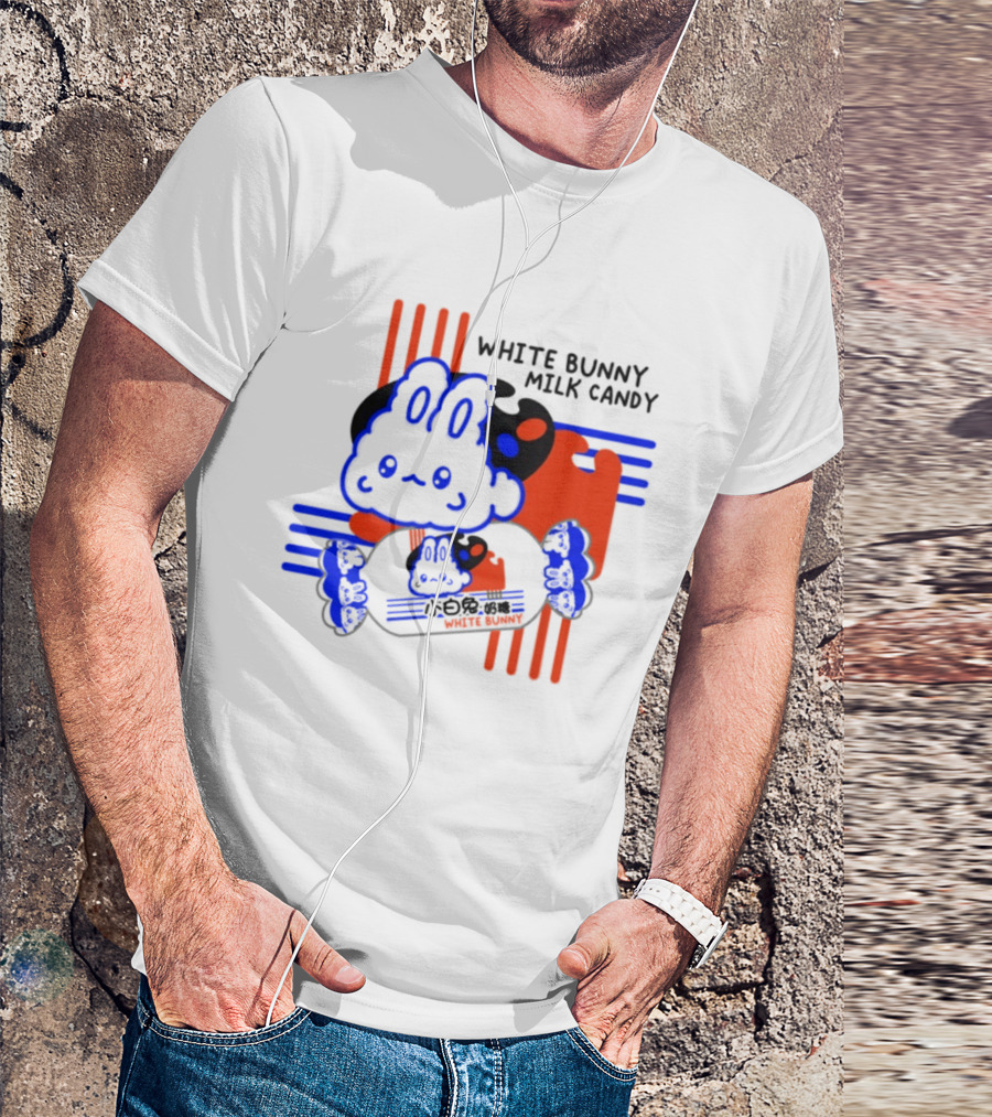 White Bunny Milk Candy Kawaii Asian Snacks Cute Blue Japanese T-Shirt