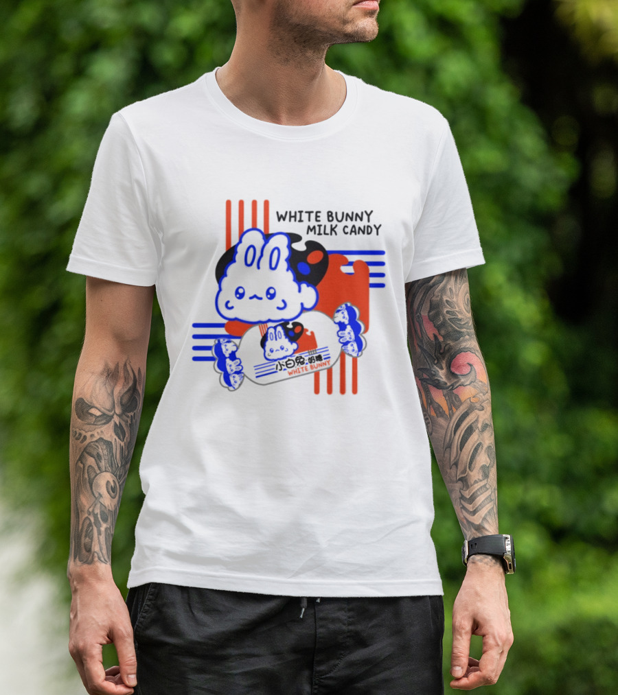 White Bunny Milk Candy Kawaii Asian Snacks Cute Blue Japanese T-Shirt