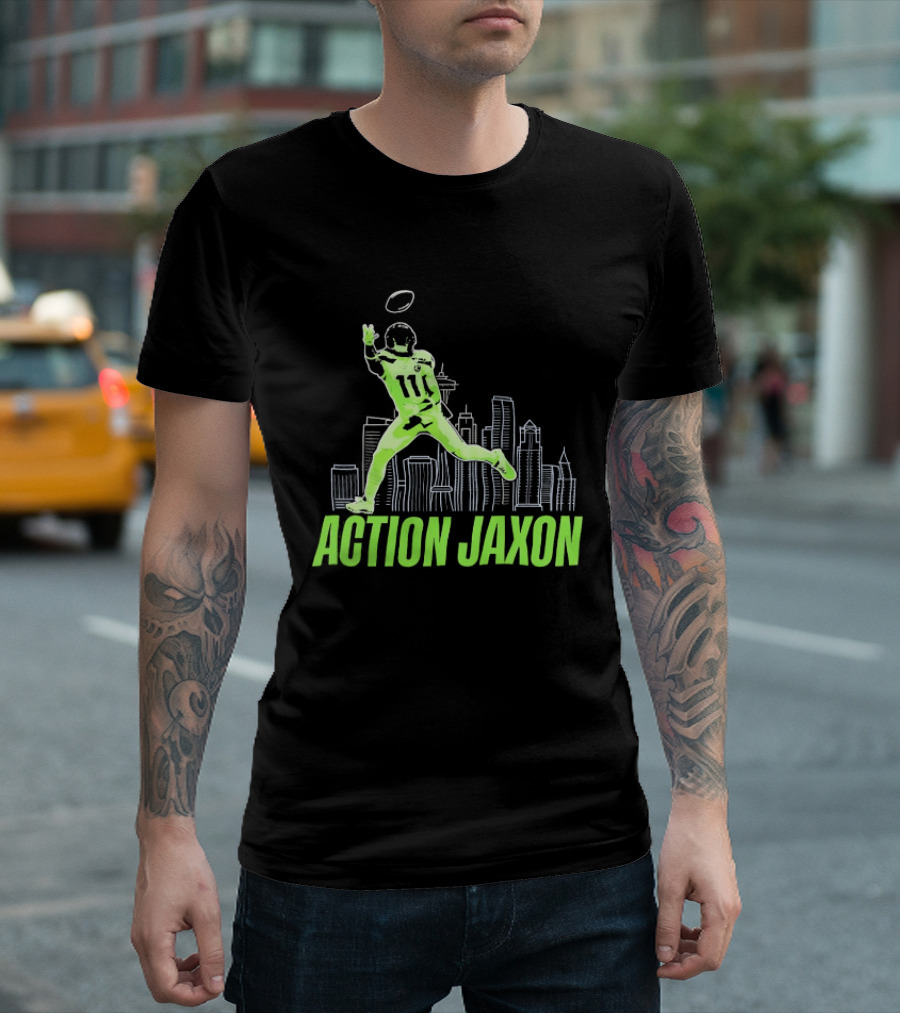 Action Jaxon Seattle Skyline Football Catcher T-Shirt