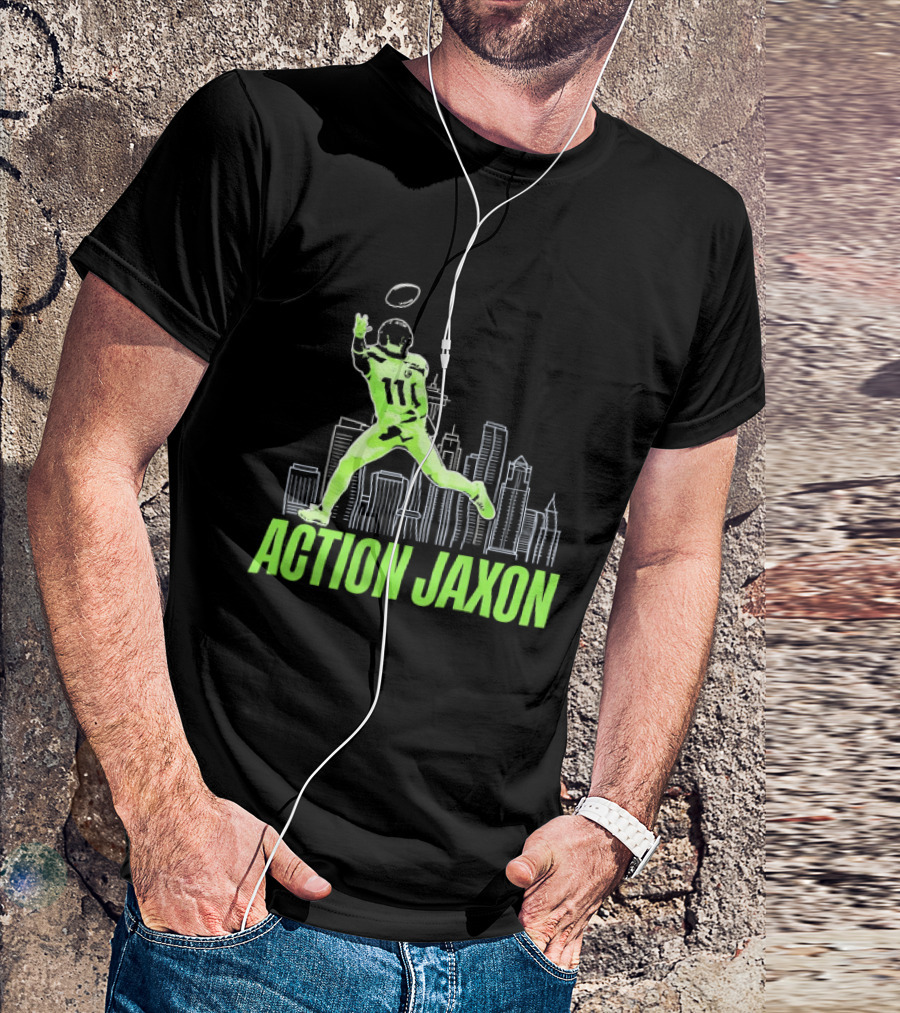 Action Jaxon Seattle Skyline Football Catcher T-Shirt
