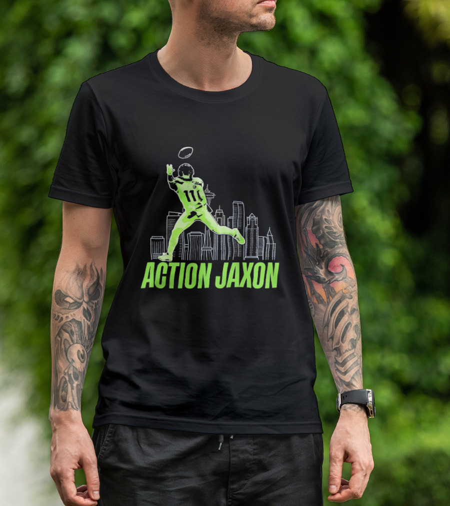 Action Jaxon Seattle Skyline Football Catcher T-Shirt