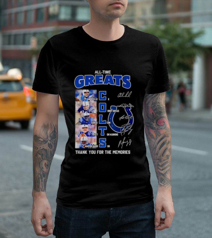 All Time Greats Indianapolis Colts Autograph Signatures Thank You For The Memories T-Shirt