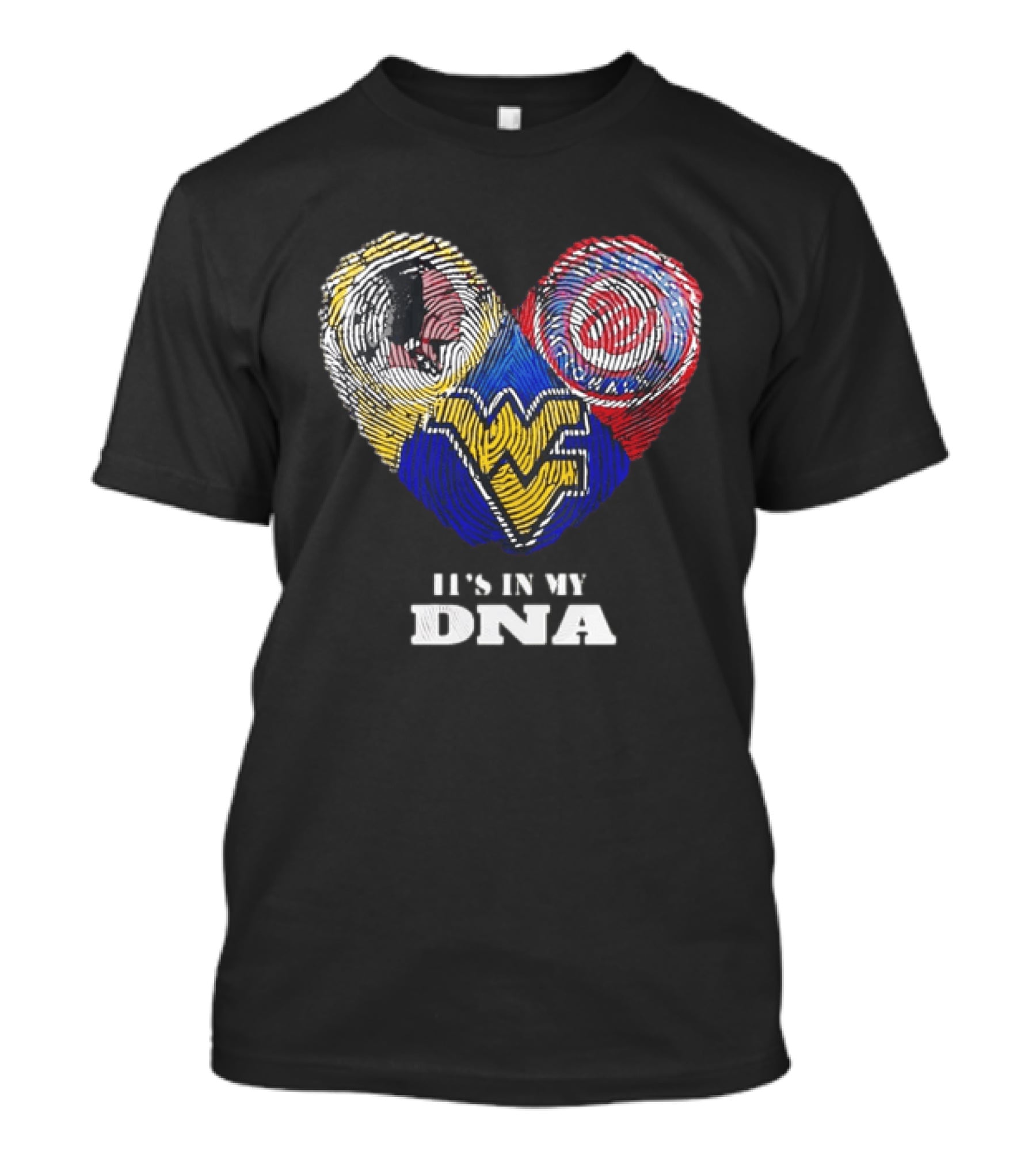 It Is In My DNA West Virginia Mountaineers Washington Commanders Logos Fingerprint T-Shirt