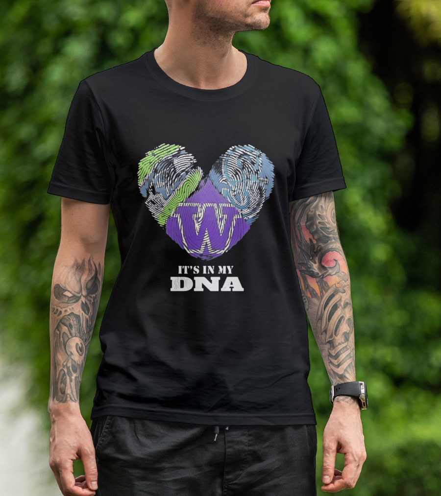 Washington Huskies It's In My DNA Fingerprint Heart T-Shirt