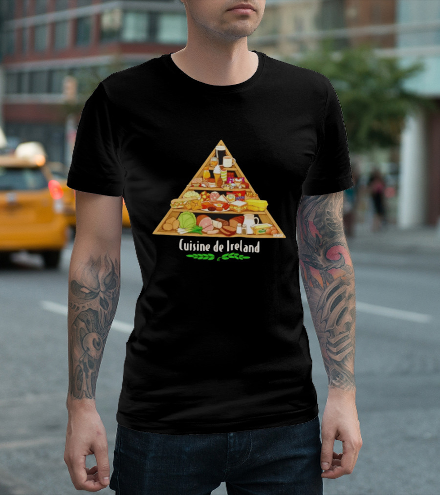 Cuisine De Ireland Humorous Cartoon Food Pyramid T-Shirt