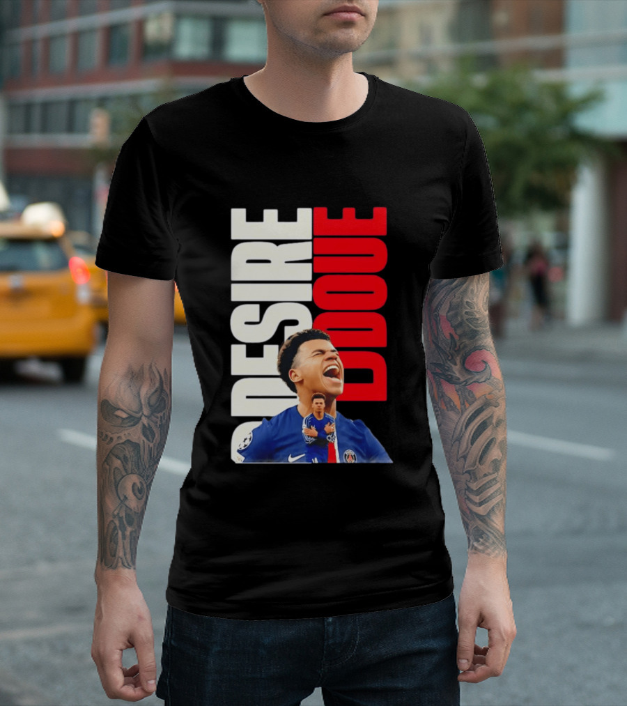 Désiré Doué Celebrating PSG Paris Saint Germain Player T-Shirt