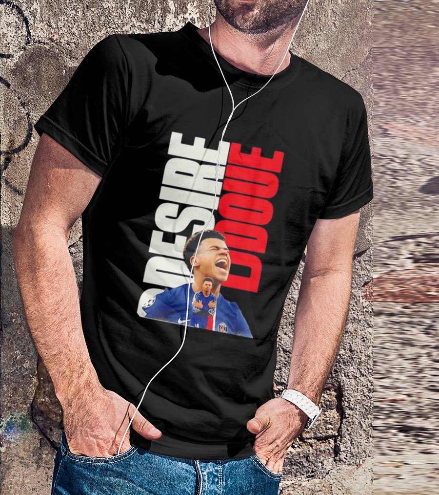 Désiré Doué Celebrating PSG Paris Saint Germain Player T-Shirt