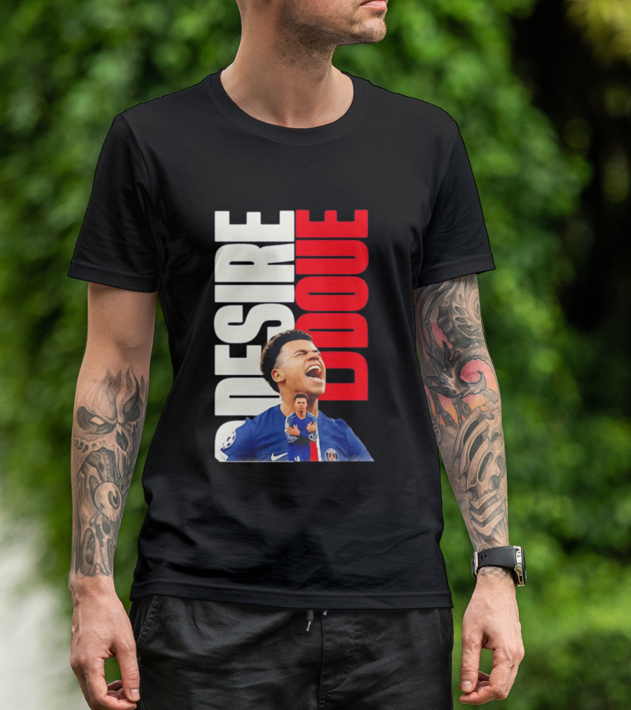 Désiré Doué Celebrating PSG Paris Saint Germain Player T-Shirt