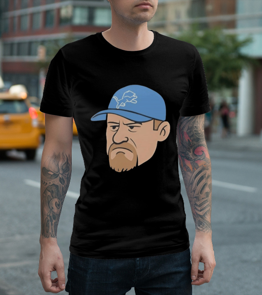 Detroit Lions Grumpy Man With Hat Football Team Fan T-Shirt