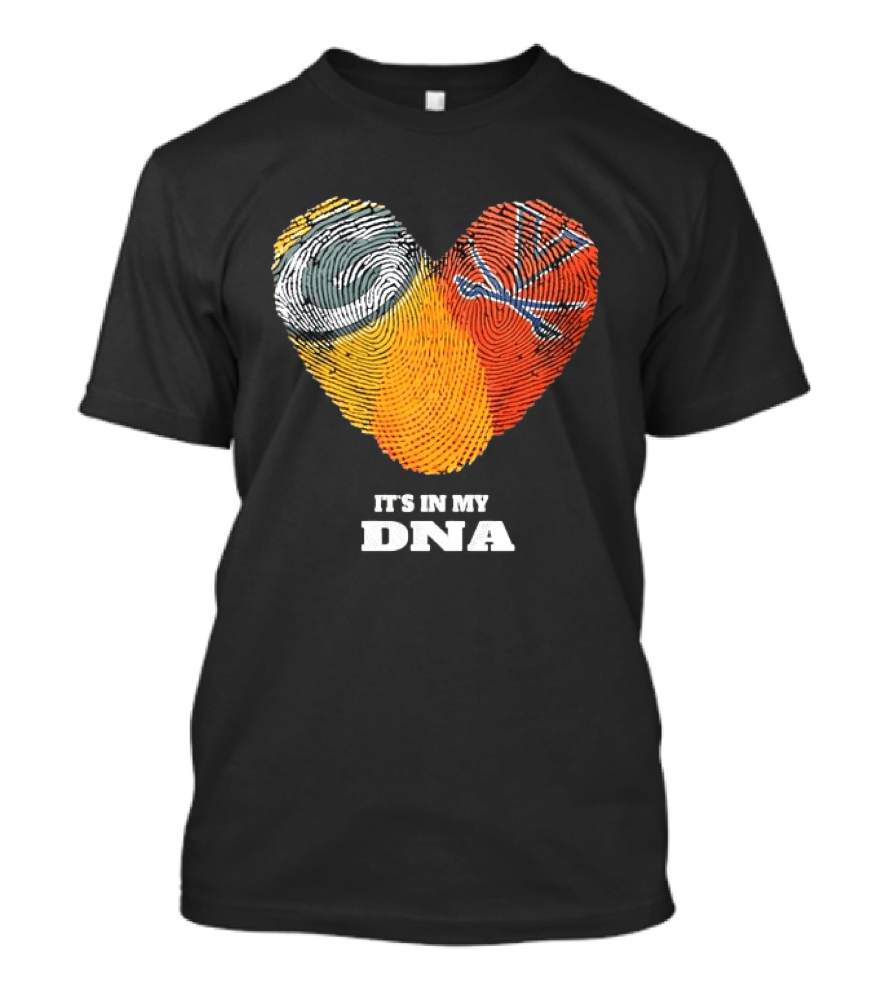 Green Bay Packers Virginia Cavaliers It's In My DNA Heart Fingerprints Love Fans T-Shirt