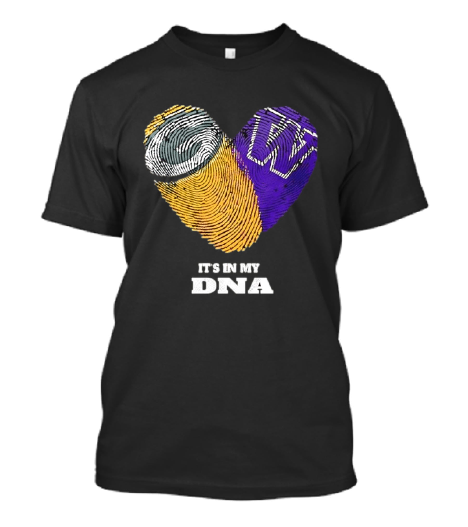 Green Bay Packers Washington Huskies Fingerprint Heart It's In My DNA T-Shirt
