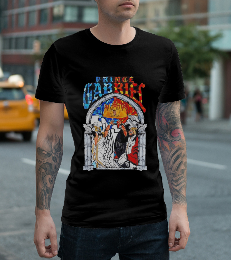 Prince Gabriel Stained Glass Window Kings Crown Angels T-Shirt