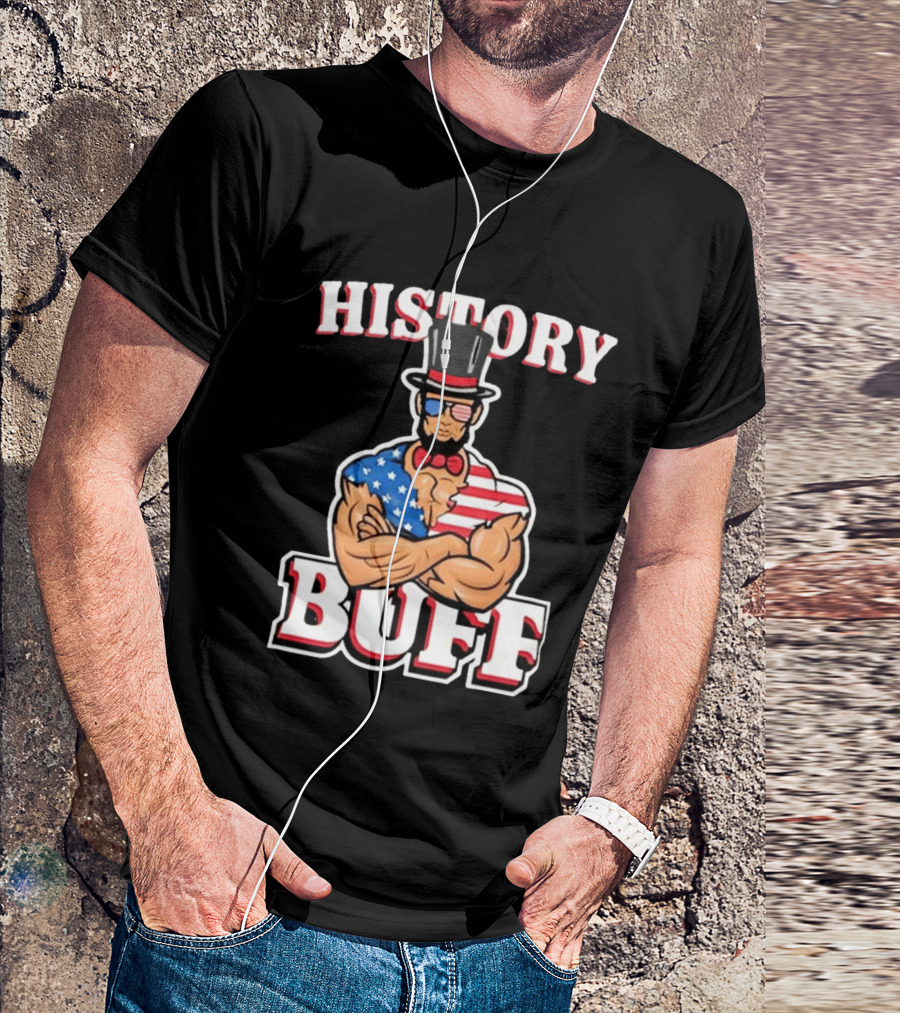 History Buff Abraham Lincoln Gym Bro American Flag Muscle T-Shirt