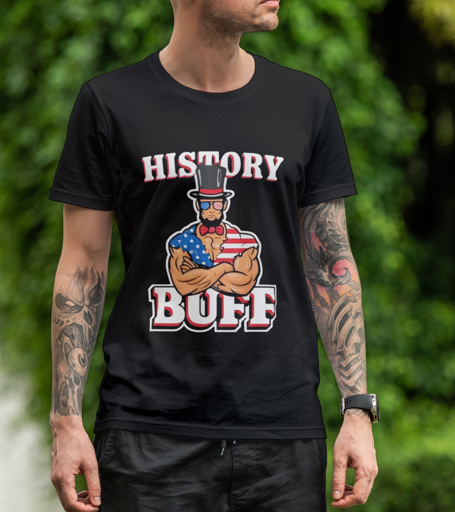 History Buff Abraham Lincoln Gym Bro American Flag Muscle T-Shirt
