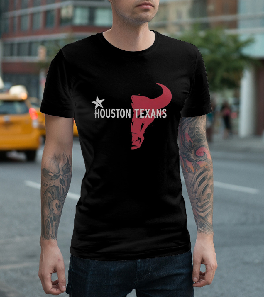 Houston Texans Distressed Star Bull Head T-Shirt