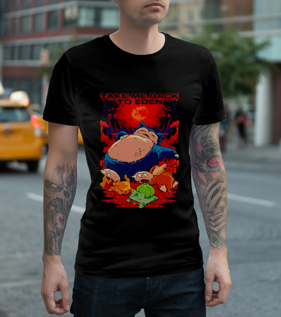 Snorlax Pikachu Bulbasaur Take Me Back To Eden Fantasy Forest T-Shirt