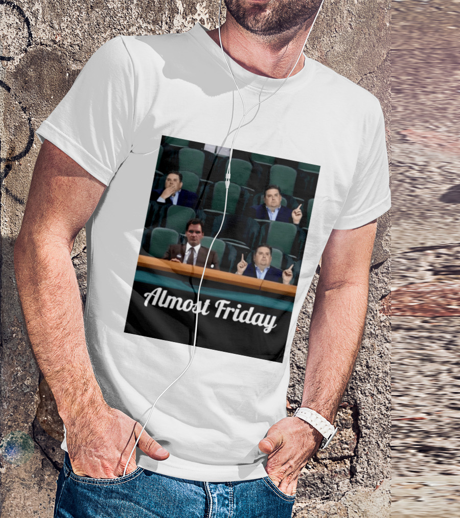 Almost Friday Meme With Roger Federer And Jonah Hill In Audience T-Shirt