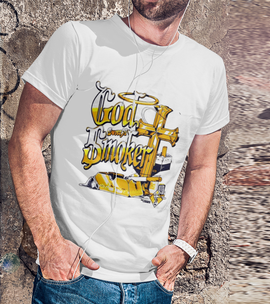 God Loves A Smoker Religious Faith Christian Cross Cigarette Ashtray T-Shirt