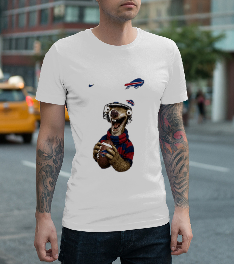 Sid The Sloth Buffalo Bills Football Helmet Scarf Iconic Team Fun T-Shirt