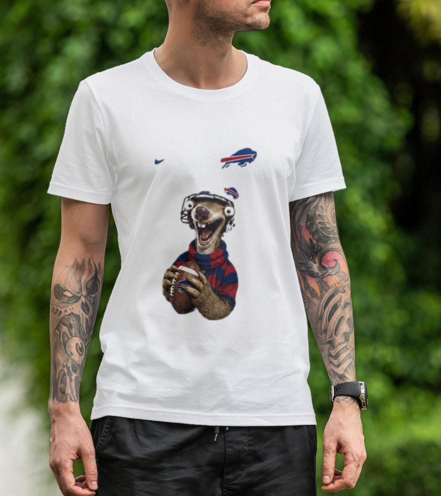 Sid The Sloth Buffalo Bills Football Helmet Scarf Iconic Team Fun T-Shirt