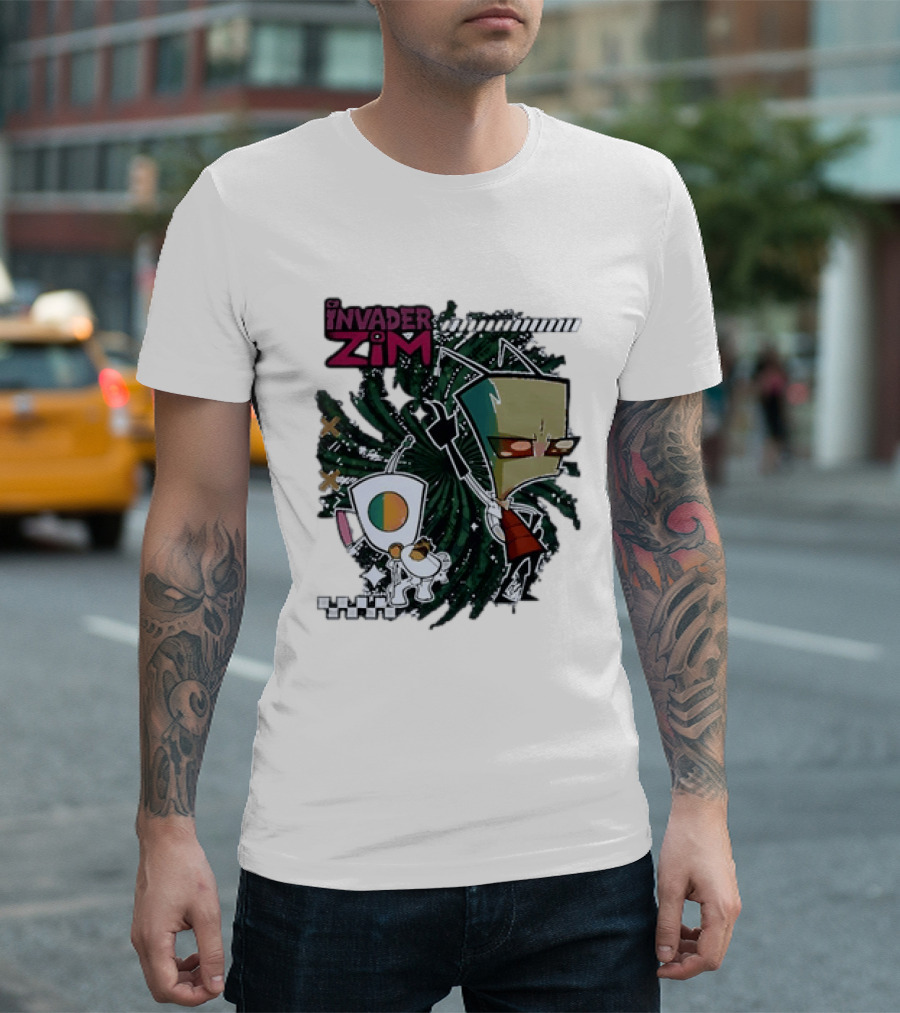 Invader Zim Gir With Zim Eating Taco Spiral T-Shirt