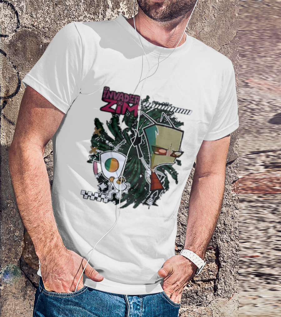 Invader Zim Gir With Zim Eating Taco Spiral T-Shirt